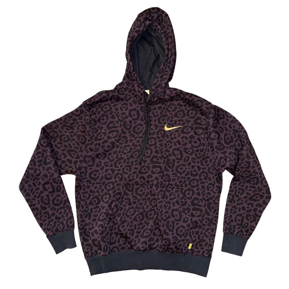 Nike Brazil Club Fleece Men's Graphic Pullover Hoodie burgundy black leopard Med